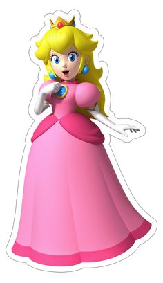 a paper cutout of princess peach from mario kart in pink dress and tiara