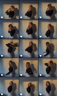 a collage of photos showing different poses