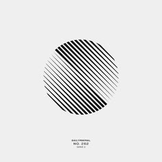 an abstract black and white circle with lines in the middle on a light gray background