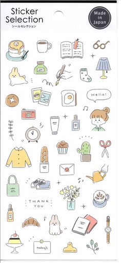 the sticker selection is shown with various items