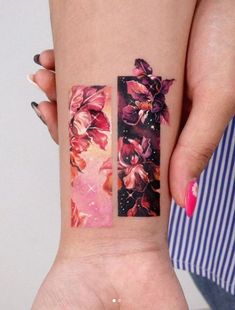 a woman's arm with flowers on it and an image of the same flower