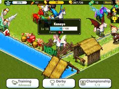 an image of a game with many characters on the screen, including horses and people