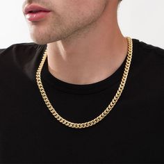 Keep your attire looking fresh and up-to-date with this classic hollow 10K gold Cuban curb chain necklace for men. Crafted in warm hollow 10K gold This 7.6mm-wide Cuban curb chain makes a great fashion staple. Great worn alone or layered with your other favorite chains or necklaces The 22.0-inch necklace secures with a lobster claw clasp. Cuban Gold Chain For Men, Cuban Men, Cuban Link Chain Men, Chain Necklace For Men, Curb Chain Necklace, Gold Chains For Men, Great Fashion, Necklace For Men, Cuban Link Chain