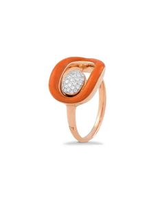 Orange Enamel Ring Rose Gold Enamel Ring, Elegant Rose Gold Enamel Rings, Enamel Ring, Italian Fashion, 18k Rose Gold, Rose Gold Ring, Industrial Style, Gold Ring, Gold Rings