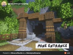 a minecraft entrance in the middle of a forest