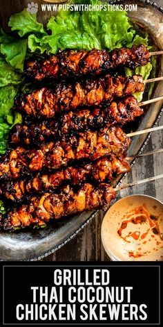 This Chicken Skewers recipe features grilled chicken marinated in gingergarliccoconut creamand soy sauce for the best chicken skewers you’ve ever had Grilled Chicken Satay Skewers, Coconut Milk Chicken Marinade, Thai Curry Chicken Skewers, Grilled Thai Coconut Chicken Skewers, Thai Coconut Chicken Skewers, Coconut Chicken Skewers, Butter Chicken Skewers, Curry Chicken Skewers, Satay Chicken Skewers