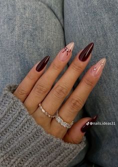 Kutek Disney, Maroon Nails, Burgundy Nails, Brown Nails, Classy Nails, Pretty Acrylic Nails, Chic Nails, Short Acrylic Nails