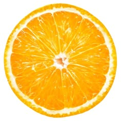 an orange cut in half on a white background