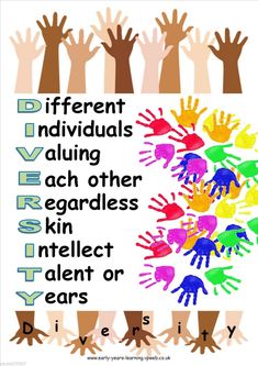 different handprints with the words diferent individuals, including each other