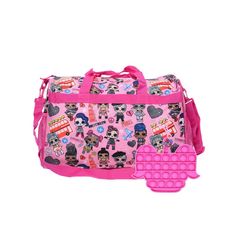 Set Includes: (1) Lol Surprise Duffel Bag 16" Travel Bag & (1) Girls Lol Surprise! Pop Sensory Fidget Toy Backpack Featuring An All-Over Print Of Lol Surprise Dolls: V.R.Q.T, Go-Go Gurl, Cheeky Babe, Beatnik Babe, Independent Queen, Bon Bon, Optical, Honey Bun And Her Majesty. Background Has Different Icons And Landmarks Of Different Cities. Text Reads "London, Brooklyn, And Paris". Main Compartment With Zippered Closure. Includes A 2 Mesh Pocket On Each Side Of The Bag For Water Bottles And Oth Fun Pink Bags For Playtime, Adjustable Pink School Bag, Trendy Bags For Daycare And Back To School, Playful Pink Bag For Daycare, Rectangular Pink Bag For Playtime, Clip Keychain, Honey Bun, Lol Surprise Dolls, Push Pop