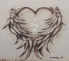 i carry you heart with wings tattoo design