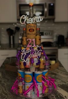 21st birthday, birthday cake, forty, alcohol, craft, dollar store, beer, margarita, seltzer, wine, boozeball, shots, shot glass, cheap, affordable crafts, tier cake, alcohol cake, alcohol tier cake, birthday gift idea, gift, birthday gift 21st Birthday Liquor Cake, Beer Tier Cake, 21st Bday Shooters Gift, Seltzer Cake Tower, 21st Birthday Drink Tower, Booze Cake Tower