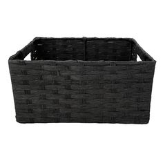 a large black basket with two handles