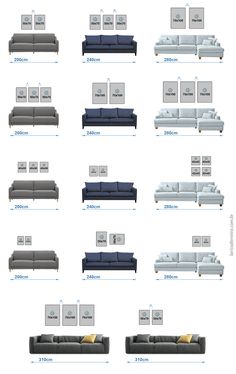 the different types of couches and loveseats are shown in this diagram below