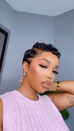 Perm Cut For Black Women, Permed Pixie, 90s Pixie Cut Black Women, Short Hairstyle Ideas, Finger Waves Short Hair, Shaved Hair Designs, Short Hair Images, Natural Hair Short Cuts, Cut Life