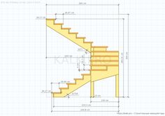 a drawing of a stair case with measurements