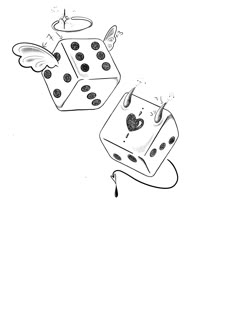 two dices flying in the air with one falling off it's side and another on its side