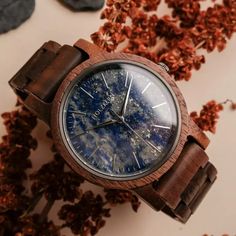 Summer Evening (Walnut/Lapis Lazuli) | Holzkern Wood Watches Perfect Model, Pillow Box, Leather Watch Strap, 4 Seasons, Summer Evening, Men's Watch, Watch Strap, Lapis Lazuli, Wooden Boxes