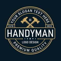 I will give creative handyman logo design with new concepts Handyman Logo Design, Style Logo Design, Handyman Logo, Spiritual Logo, Vintage Logos, Cake Logo Design, Restaurant Logo, Bakery Logo Design, Unique Logo Design