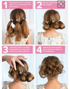 Strange little buns Low Updo, Easy Updo, Back To School Hairstyles, Easy Hair, Short Hairstyle, Toddler Hair