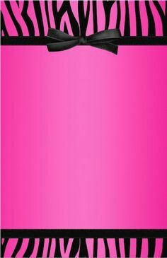 a pink and black zebra print background with a bow