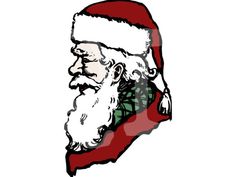 a drawing of santa claus wearing a red and white hat