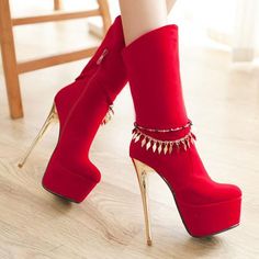 Ulass Trending Heels, High Heel Stiefel, Stiletto Boots, Red Boots, Platform High Heels, Fashion High Heels, High Heels Stilettos, Pretty Shoes