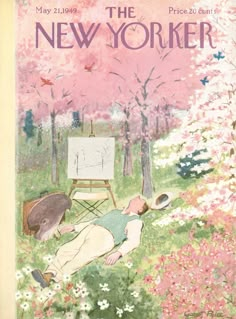 the new yorker magazine cover with an illustration of a man laying on his back