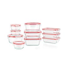 glass food storage containers with lids set of 12 - clear / pink, 6 5l