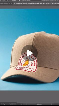 an image of a baseball cap with a sticker on the front and back side