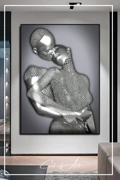 a black and white photo of a man hugging a woman in front of a mirror