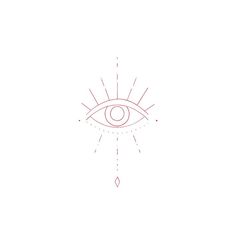 an all seeing eye is shown in red on a white background