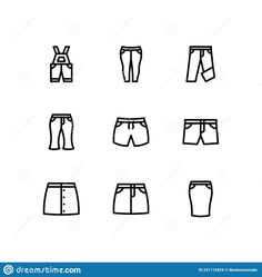 men's shorts icon set in outline style on white background stock photo image and royalty