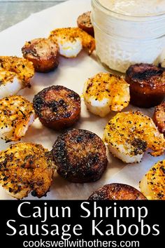 shrimp and sausage kabobs Grill Meals, Lime Dipping Sauce, Cajun Pasta Recipes, Easy Summer Grilling Recipes, Sausage Kabobs, Shrimp Sausage, Cajun Pasta, Cajun Creole Recipes, Summer Grilling Recipes