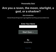 a screen shot of the quiz game, which is about to be played by someone