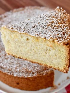 a piece of cake sitting on top of a white plate