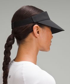 Feel The Wind, Not The Rays. We Added Height To The Front Band Of This Visor For Extra Coverage On Your Forehead. The Ultimate Run-In-The-Sun Solution Just Levelled Up. Designed For Running. Adjustable Closure Lets You Find Just The Right Fit. | Women's Fast Paced Wide Band Running Visor Running Visor, Matted Hair, Black Lululemon, Visor Cap, Dress Bra, Tank Top Dress, Women's Hats, Running Workout, Back Women