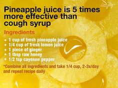 Pineapple Juice For Sore Throat, Cough Medicine, Sick Remedies, Natural Healing Remedies, Cough Remedies, Natural Therapy, Cold Remedies, Homemade Remedies, Natural Health Remedies