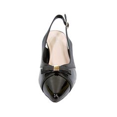 PEERAGE Sammy women's extra wide width slingback 1.5" low-heel. These ladies' shoes are beautifully designed with a patent leather upper and a stylish adjustable buckle. A cushioned insole adds comfort while the outer rubber sole helps with maximum surface traction. The stain-resistant leather completes this style for long day support. Leather Rubber sole Extra Wide Width (E) 1.5" Low-Heel Maximum Traction Rubber Outsole Bow on Toe Cap Slingback With Adjustable Buckle Questions? Contact Us Anyti Classy Shoes, Slingback Heels, Black 13, Leather Dress Shoes, Slingback Shoes, Slingback Heel, Heels Black, Black White Red, Leather Dress