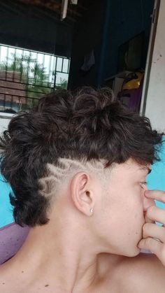 Small Mullet Curly Hair Men, Colombian Mullet, Mexican Mullet Hair, Curly Hair Mullet Men Mexican, Queer Mullet Curly, Low Fade Curly Hair, Fade Haircut Designs, Teen Boy Haircuts