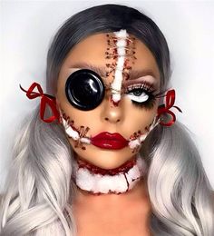 Scary Doll Makeup, Creepy Doll Makeup, Makeup Halloween Costume, Doll Makeup Halloween, Creepy Doll Halloween, Demon Makeup, Creepy Makeup, Creepy Halloween Makeup, Halloween Makeup Diy