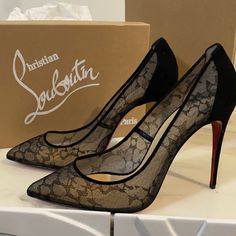 Brand New In Box Vintage Louboutin Heels, Cute Heeled Boots, Christian Louboutin Heels Aesthetic, Christian Louboutin Heels Wedding, Designer Heels Aesthetic, Loubuitton Heels, White Aesthetic Shoes, Loubuitton Shoes, Loubitons Heels