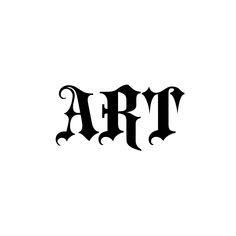 the word art written in black ink on a white background with an ornate font that reads art