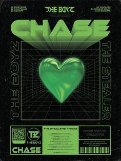 the poster for chase's new album, which features an image of a green heart