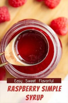 raspberry simple syrup in a mason jar