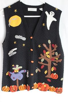 Granny Chic Fashion, Holiday Vest, Spooky October, Teacher Fits