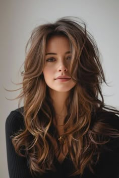 Side Bangs, Long Wavy Hair, Wavy Hair, Brown Hair, Long Hair, Bangs, A Woman, Hairstyles, Hair