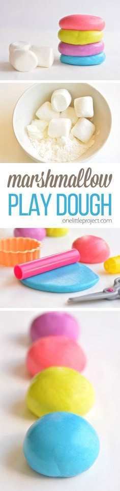 colorful play dough is being made with marshmallows