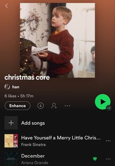 the christmas song is being played on an iphone screen, and it appears to be playing