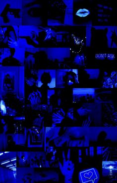 a collage of blue images with the words don't ask